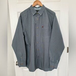 Ariat Pro Series Blue Long-Sleeve Button-Front Dress Shirt Large Plaid